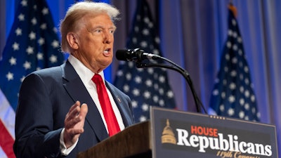 President-elect Donald Trump at a meeting of the House GOP conference, Washington, Nov. 13, 2024.