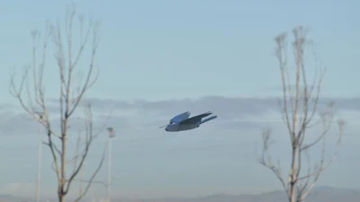 PigeonBot II flying in the open air.