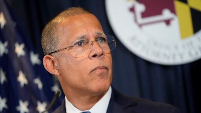 Maryland Attorney General Anthony Brown speaks during a press conference on Sept. 24, 2024, in Baltimore.