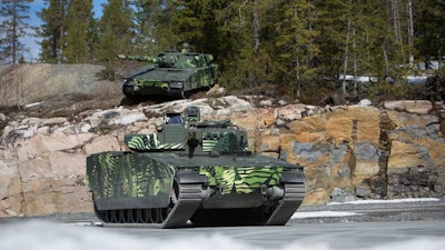 BAE Systems CV90 combat vehicles.
