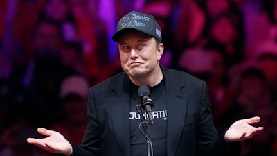 Elon Musk speaks at a campaign rally, Oct. 27, 2024, in New York.