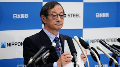 Eiji Hashimoto, chairman and CEO of Nippon Steel Corporation, attends a press conference at their company headquarters Tuesday, Jan. 7, 2025, in Tokyo.