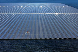 A floating solar farm operates on the Cottbuser Ostsee lake near Cottbus, Germany, Oct. 16, 2024.