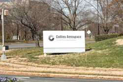 A Collins Aerospace sign in Charlotte, NC.