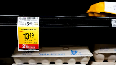 An empty shelf of free range eggs is seen at a Safeway, Jan. 27, 2025, Seattle.