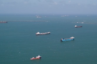 Cargo ships wait to transit the Panama Canal in Colon, Panama, Tuesday, Feb. 4, 2025.