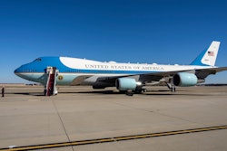 Air Force One is prepared for the arrival of President Donald Trump at Joint Base Andrews, Md., Friday, Feb. 14, 2025.