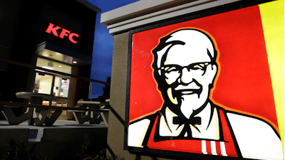 This April 18, 2011, file photo, shows Yum Brand's KFC restaurant in Mountain View, Calif.