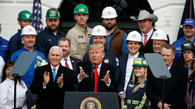 President Donald Trump speaks during an event at the White House to sign a new North American trade agreement with Canada and Mexico, Jan. 29, 2020, in Washington.