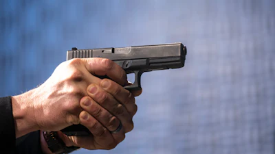 A semi-automatic Glock pistol is fired at the Bureau of Alcohol, Tobacco, Firearms, and Explosives (ATF), National Services Center, March 2, 2023, in Martinsburg, W.Va.