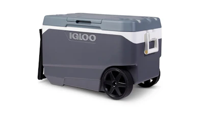 This photo provided by U.S. Consumer Product Safety Commission shows an Igloo 90 Qt. Flip & Tow Rolling Cooler that has been recalled across the U.S., Mexico and Canada due to a handle hazard that has resulted in a dozen fingertip injuries, including some amputations, Thursday, Feb. 13, 2025.