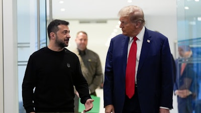 President Donald Trump meets with Ukraine's President Volodymyr Zelenskyy at Trump Tower, Sept. 27, 2024, in New York.