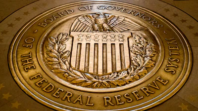 The seal of the Board of Governors of the United States Federal Reserve System at the Marriner S. Eccles Federal Reserve Board Building, Washington, Feb. 5, 2018.