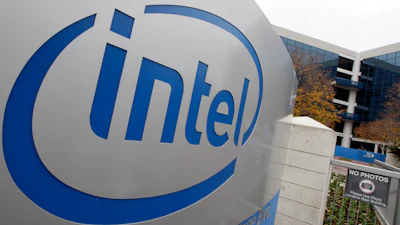 The Intel sign is shown at Intel headquarters in Santa Clara, Calif., Monday, Dec. 12, 2011.
