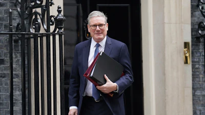 Prime Minister Sir Keir Starmer departs 10 Downing Street to attend Prime Minister's Questions at the Houses of Parliament in London, England, Wednesday, March 12, 2025.