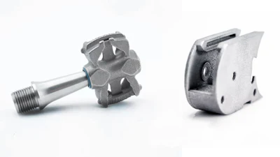 Titanium alloy parts made on a Farsoon SS403P Polymer PBF system using ColdMetalFusion Technology, a sinter-based additive manufacturing process developed by Headmade Materials.