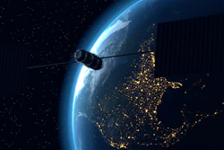 A satellite flying above earth.