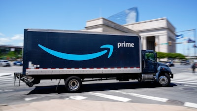 An Amazon truck in Philadelphia, April 30, 2021.