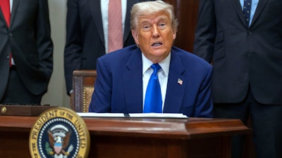 President Trump during an event in the Roosevelt Room at the White House, May 12, 2025.