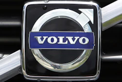The Volvo logo is displayed on the front grille in Miami, July 19, 2009.