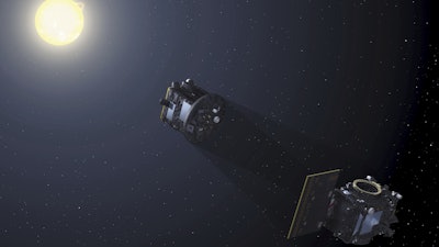 This image provided by the European Space Agency depicts the two spacecraft of the Proba-3 mission aligning to create an eclipse to capture a coronagraph in space.