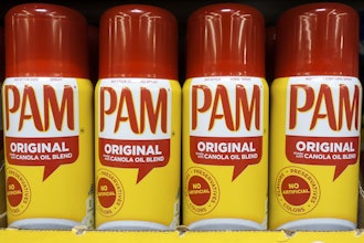 Cans of PAM cooking spray, a Conagra brand, rest on a supermarket shelf in Cincinnati, June 25, 2019.