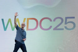 Apple CEO Tim Cook waves to attendees during an event on the Apple campus in Cupertino, Calif., Monday, June 9, 2025.