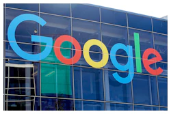 A sign is displayed on a Google building at their campus in Mountain View, Calif., Sept. 24, 2019.