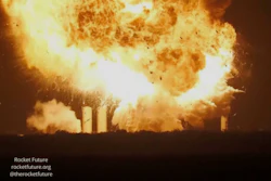 This image provided by rocketfuture.org shows a SpaceX rocket explodes at Starbase, SpaceX’s launch site at the southern tip of Texas late Wednesday, June 18, 2025.
