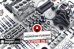 Disassembled automotive engine parts and components for manufacturing podcast episode 225