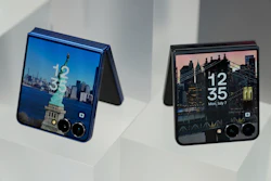 The new Galaxy Z Flip 7 is displayed during a Samsung preview event in New York, Monday, July 7, 2025.