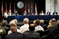 Members of the Tennessee Valley Authority Board of Directors listen to members of the public during a meeting May 8, 2024, in Nashville, Tenn.