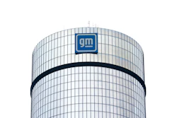 A General Motors logo is seen on a building, April 24, 2024, in Detroit.