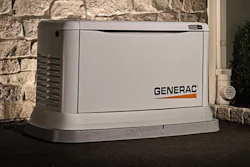 A Generac generator outside a house.