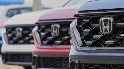 Honda cars are pictured at a dealership in Bedford, Ohio Tuesday, July 8, 2025.