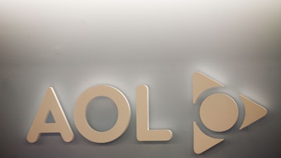 The AOL logo is shown on a wall of the company's New York office, on Monday, May 12, 2008.