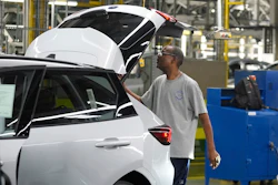 A Ford vehicle is shown on the assembly line at the Ford Louisville Assembly Plant, Monday, Aug. 11, 2025, in Louisville, Ky.