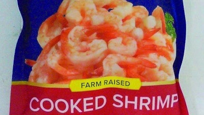 In this undated photo provided by the U.S. Food and Drug Association, a package of frozen shrimp potentially affected by radioactive contamination.