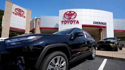 New Toyota vehicles are seen, Friday, Aug. 1, 2025, in Canton, Ga.
