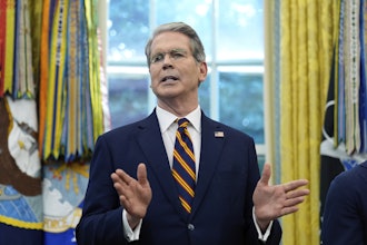 Treasury Secretary Scott Bessent speaks in the Oval Office of the White House, Friday, Sept. 5, 2025, in Washington, during an event with President Donald Trump.