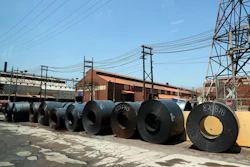 Rolls of finished steel at the U.S. Steel Granite City Works facility Granite City, Ill., June 28, 2018.