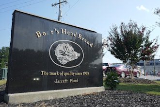 A sign marks the entrance of the Boar's Head processing plant in Jarratt, Va., on Thursday Aug. 29, 2024.