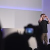 Meta CEO Mark Zuckerberg wears artificial intelligence-powered smart glasses as he speaks during the company's Connect developer conference Wednesday, Sept. 17, 2025, in Menlo Park, Calif.
