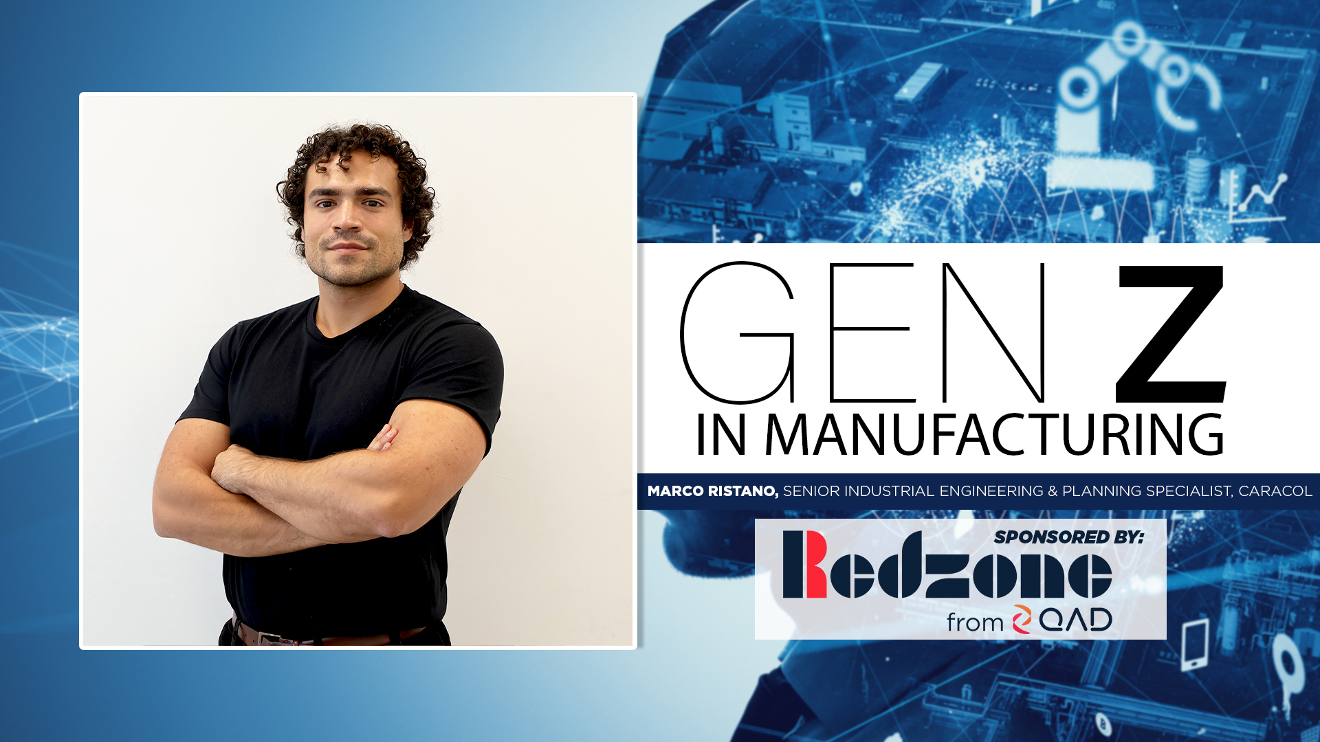 Gen Z in Manufacturing presentation with industrial professional and Redzone logo