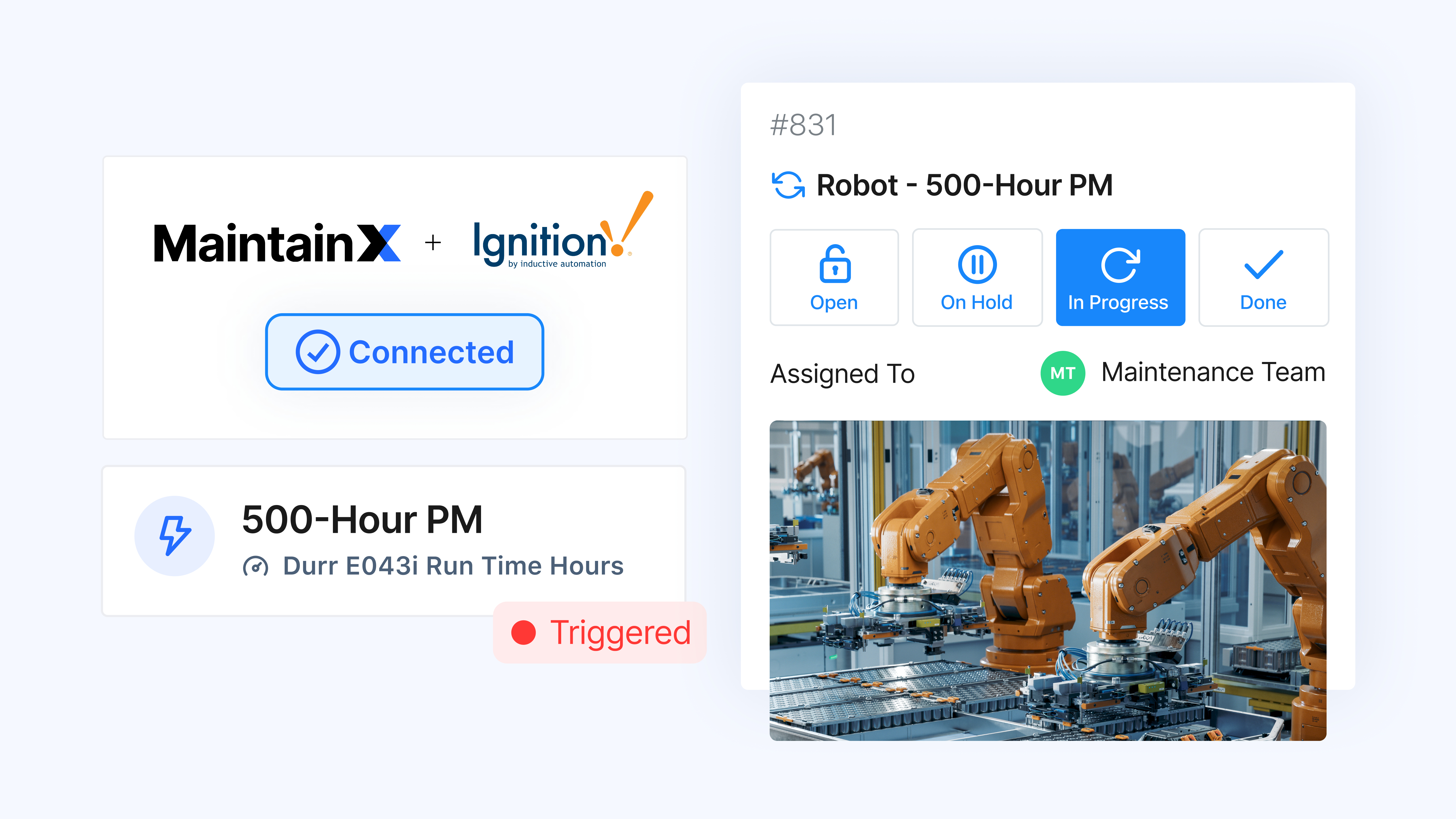 MaintainX + Inductive Automation drive predictive maintenance.