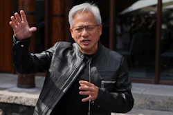 CEO of Nvidia Jensen Huang speaks during a press conference at the Mandarin Oriental Qianmen after attending the third China International Supply Chain Expo, in Beijing, July 16, 2025.