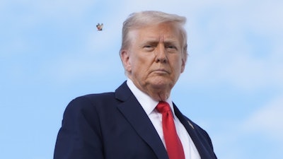 President Donald Trump boards Air Force One, Thursday, Sept. 11, 2025, at Joint Base Andrews, Md., to travel to New York.