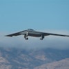 Northrop Grumman’s B-21 flight test aircraft arrives at Edwards Air Force Base.