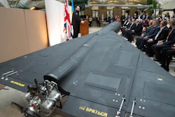 Ruslan Stefanchuk, Chairman of the Verkhovna Rada of Ukraine, addresses MPs and Peers in the Houses of Parliament, as an Iranian-made drone of Russian's army that was shot down and captured by the Ukrainian military goes on display at the Palace of Westminster, London, Wednesday Oct. 15, 2025.