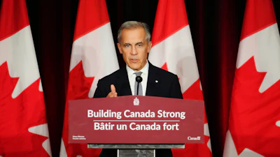 Canada Prime Minister Mark Carney makes a live address on Canada's plan to build a stronger economy in advance of the 2025 Budget, at the University of Ottawa in Ottawa on Wednesday, Oct. 22, 2025.
